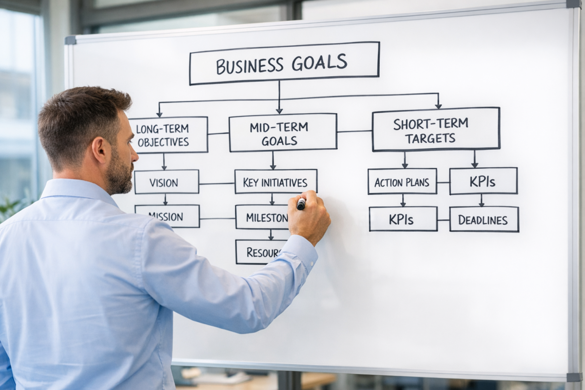 Person selecting goals on a dashboard
