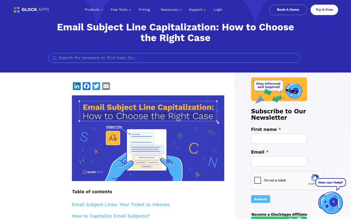 Email subject line in title case