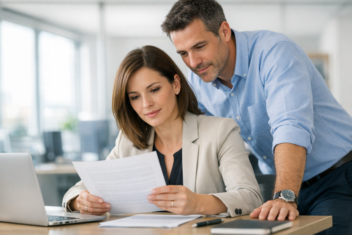 Person proofreading an email on screen