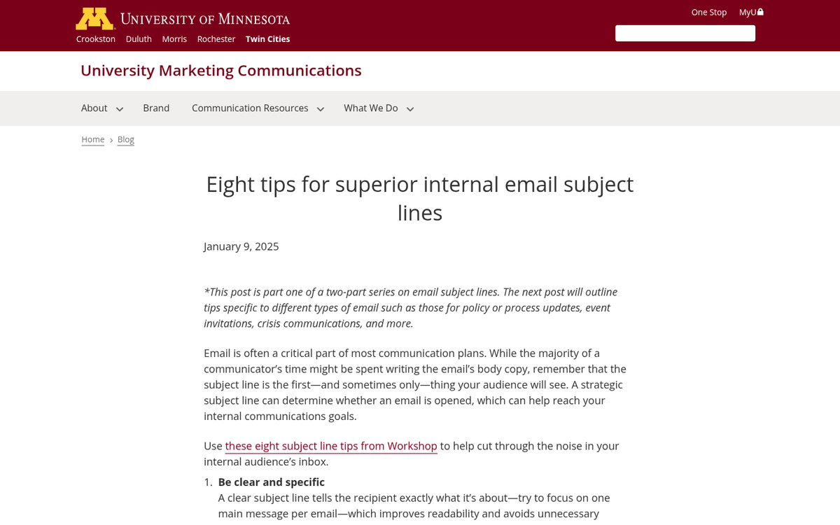 Email subject line examples on screen