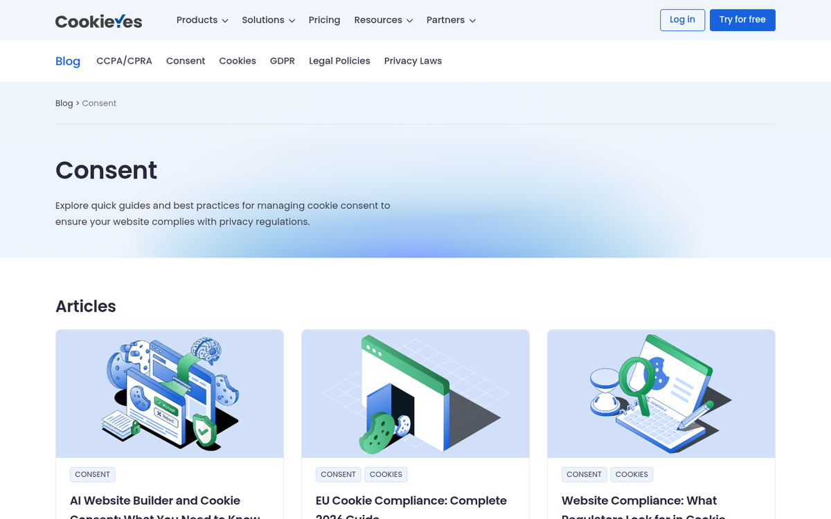Cookie consent popup on a website