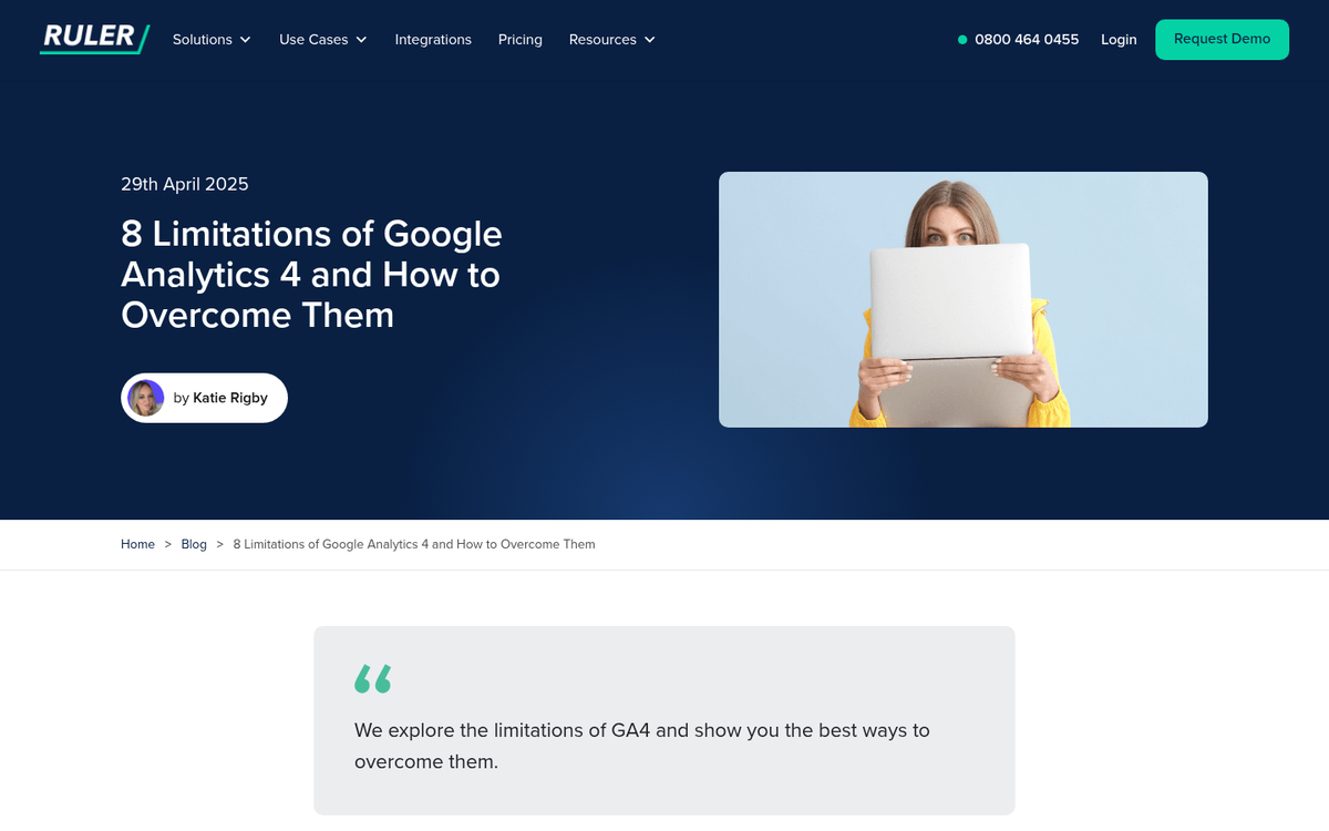 Dashboard showing website traffic analytics data