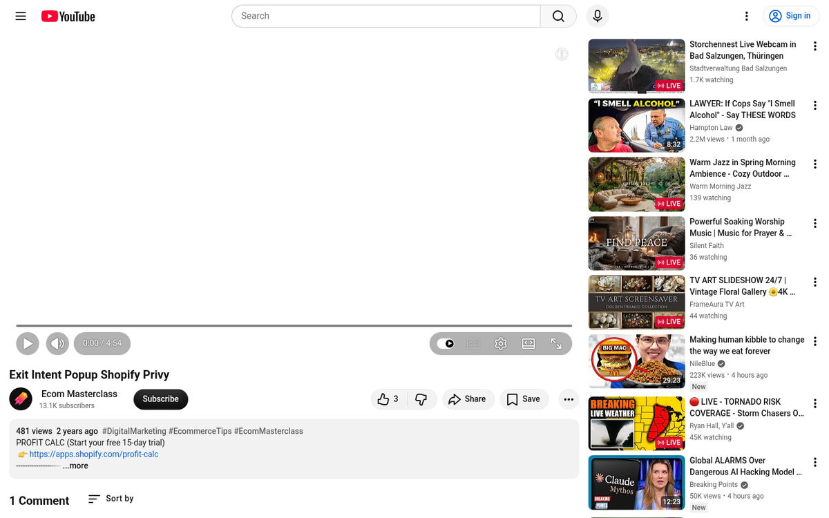 Privy exit intent popup screenshot