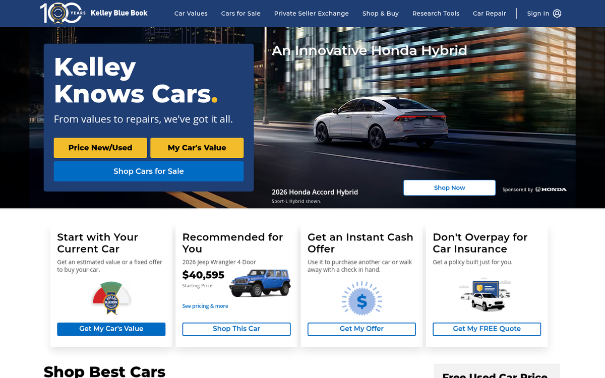 Kelley Blue Book retargeting ad example