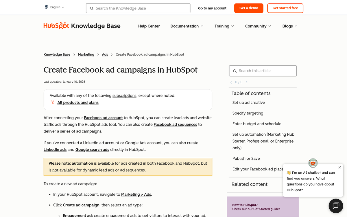 HubSpot retargeting ad campaign example