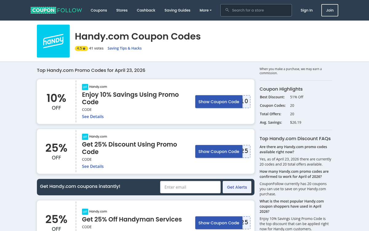 Handy retargeting ad example on screen