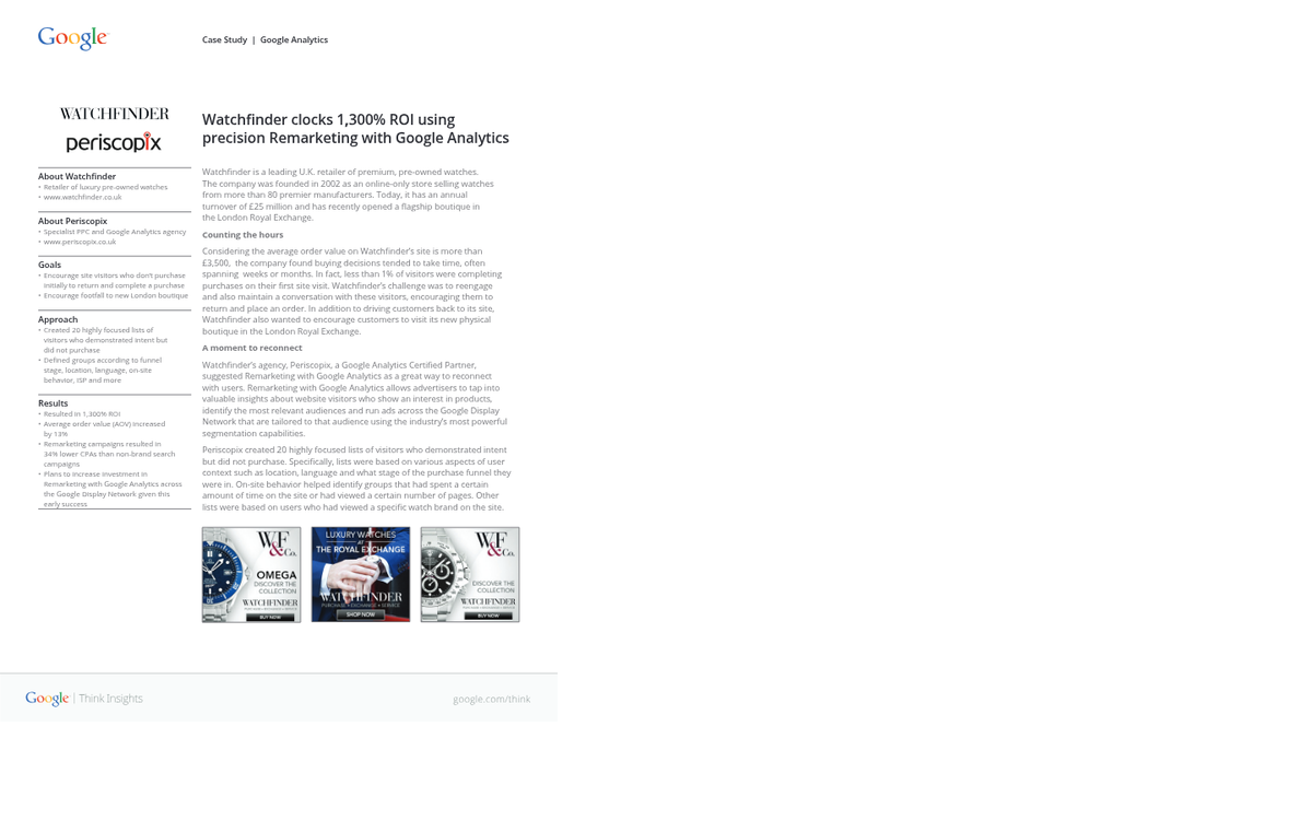 WatchFinder luxury watch retargeting ad example