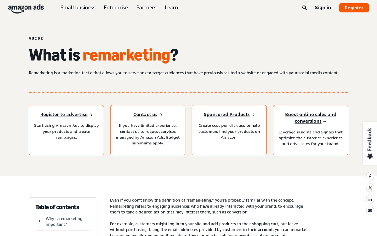 Amazon product retargeting ad example