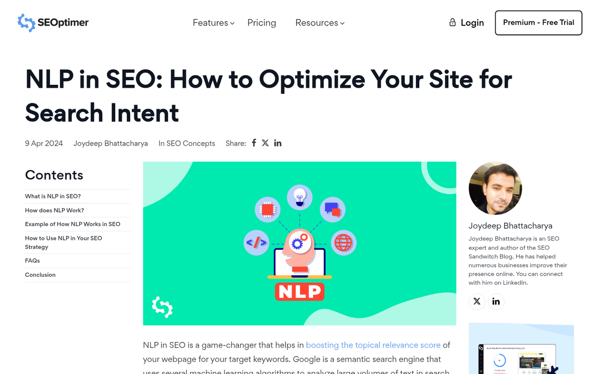 Bar chart showing NLP content click-through rate gains