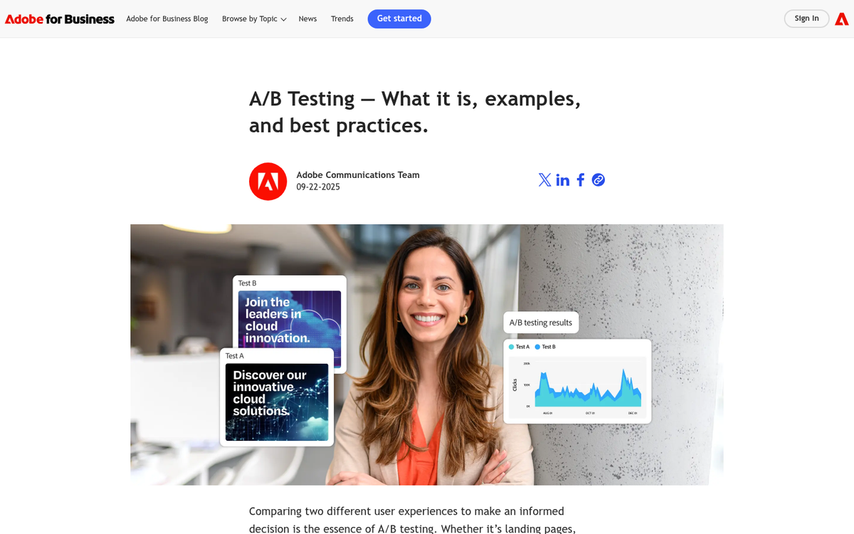 Blog post A/B testing setup dashboard