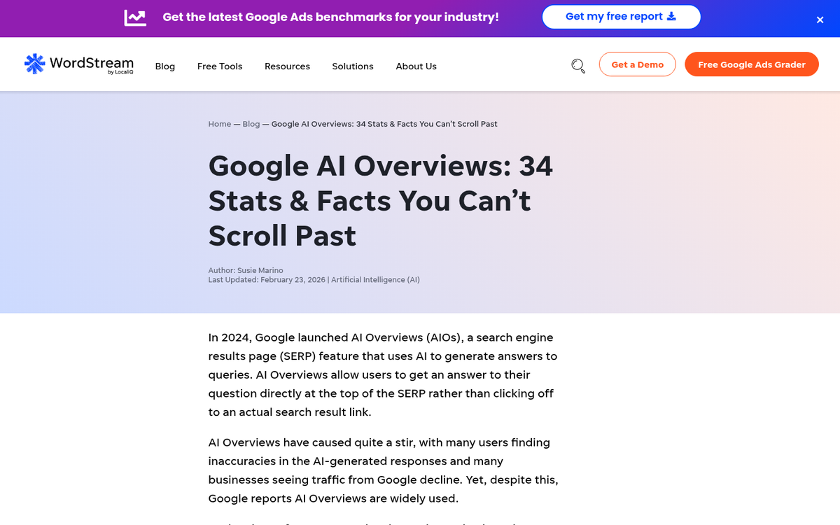 Search query results triggering AI Overview panel