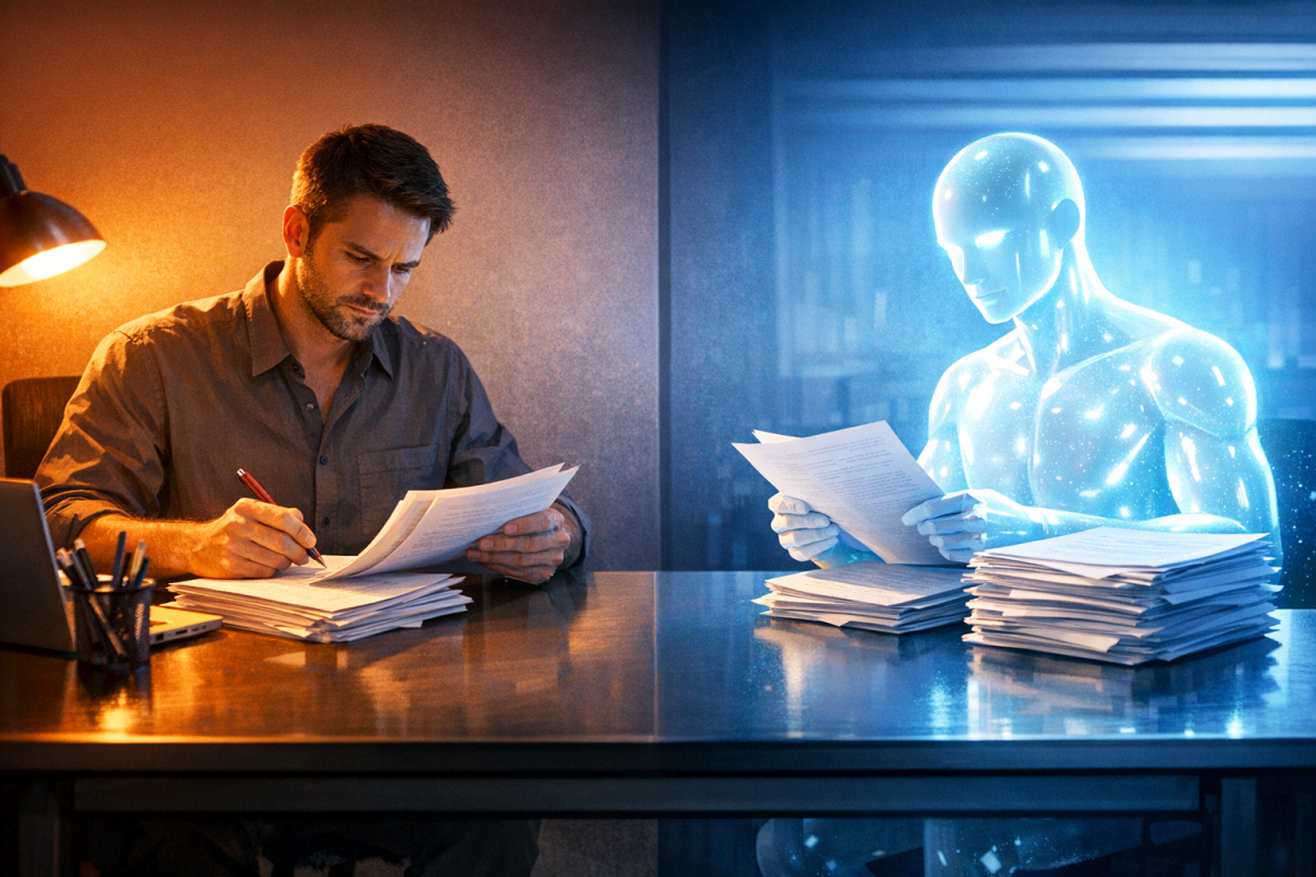 Human and AI editing workflow diagram