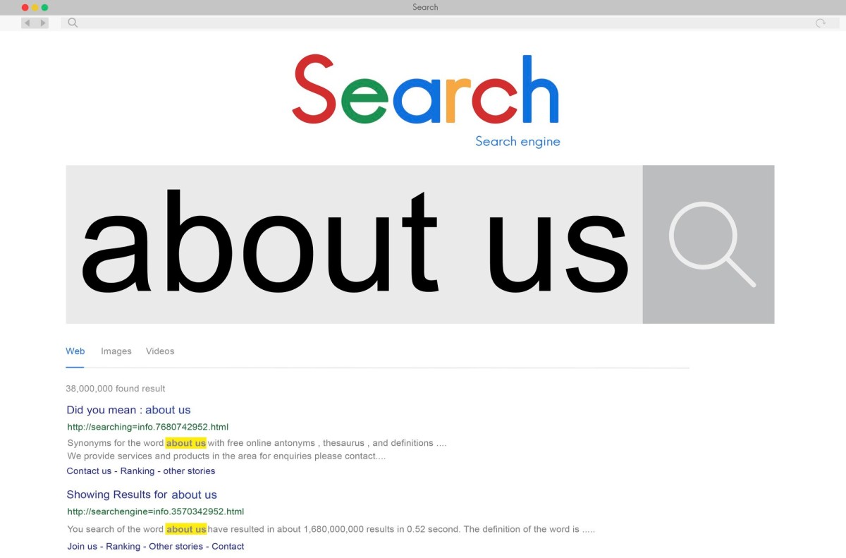 Magnifying glass over search results on screen