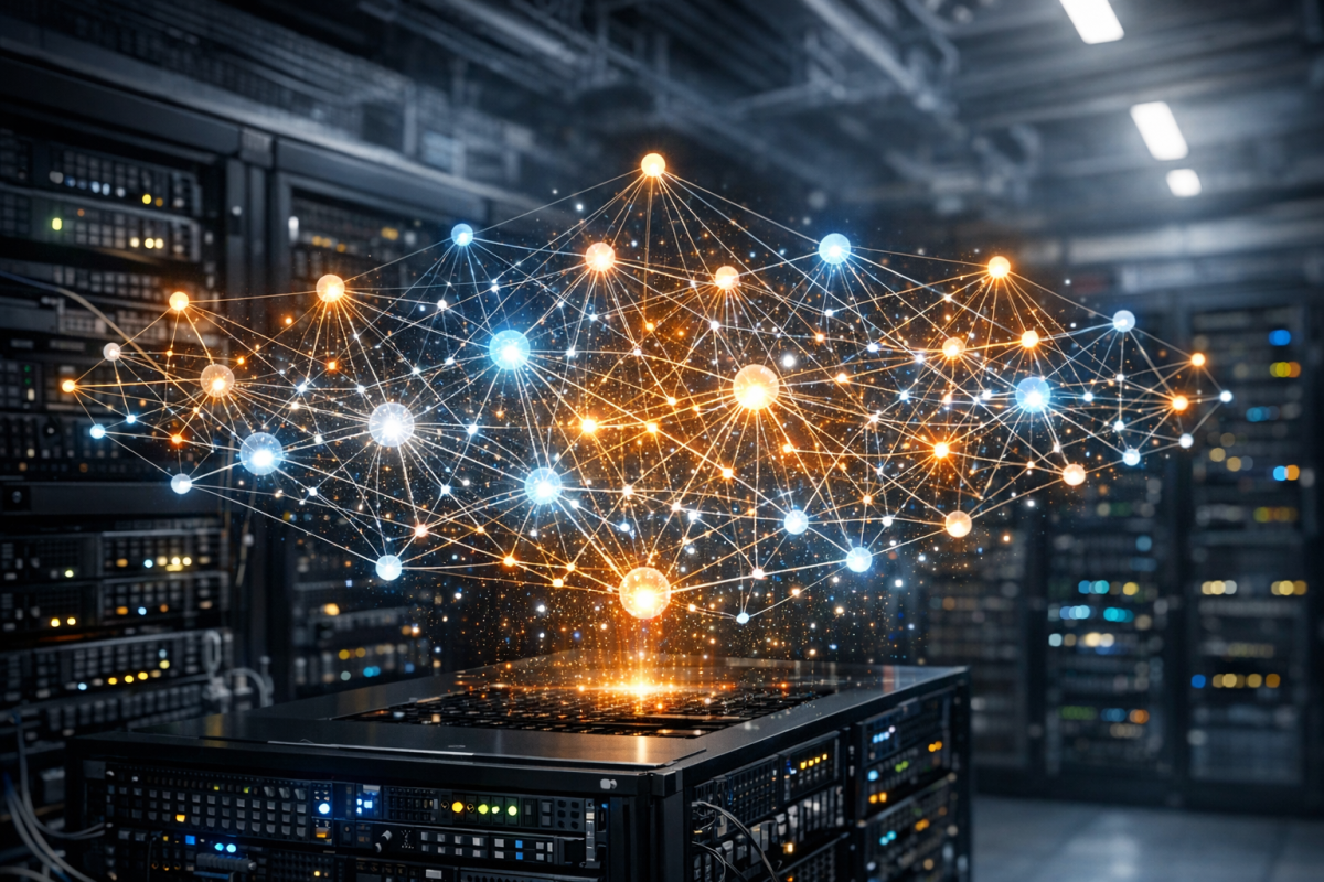 AI analyzing organized data connections visually