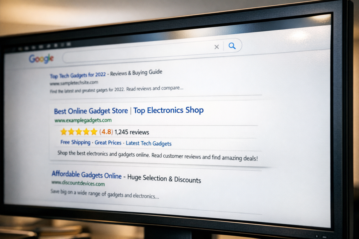 Search result with rich snippet highlighted