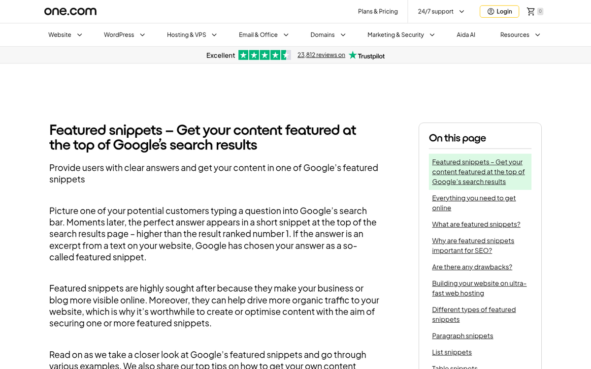 Search result missing featured snippet opportunity