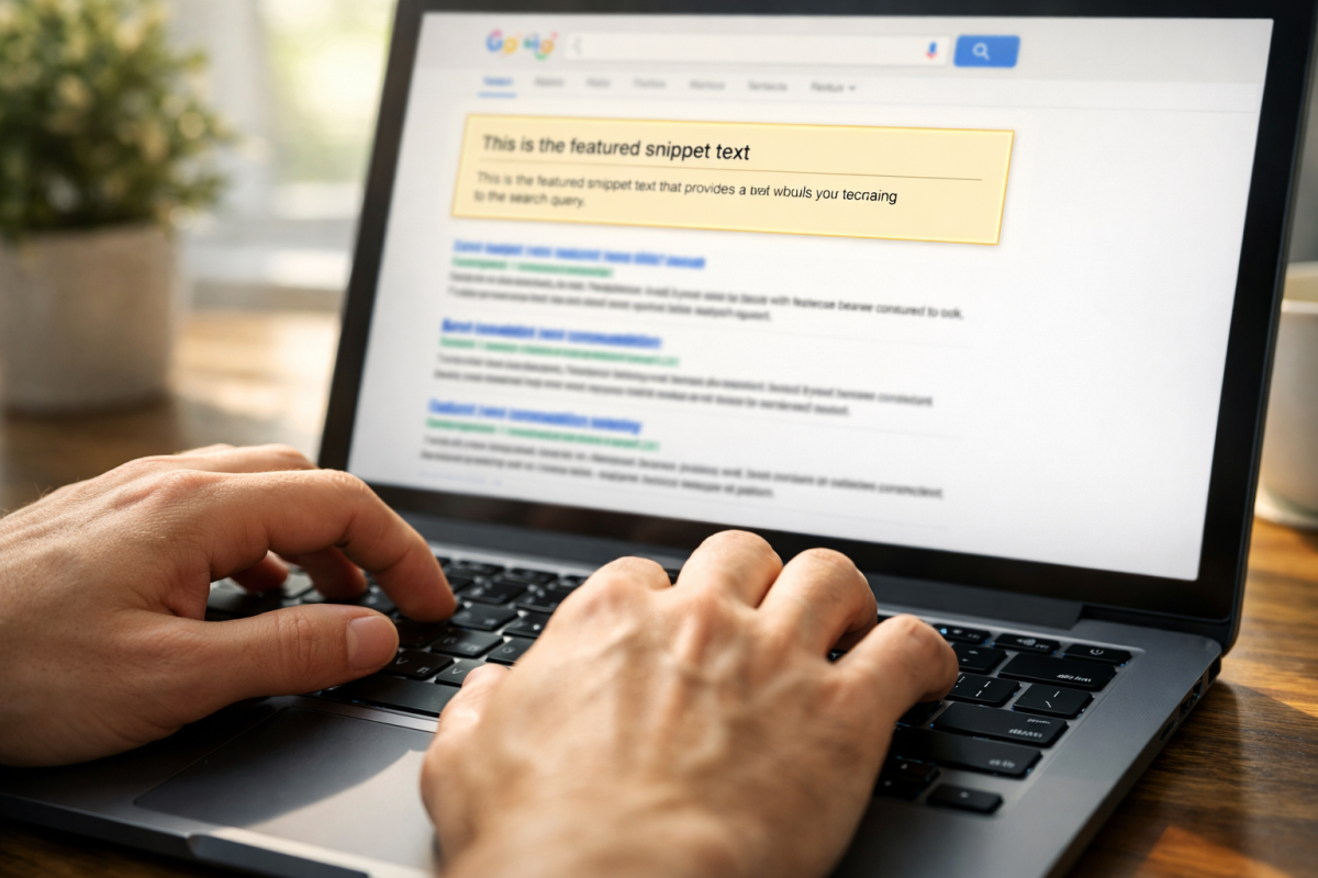 Magnifying glass highlighting search result snippet