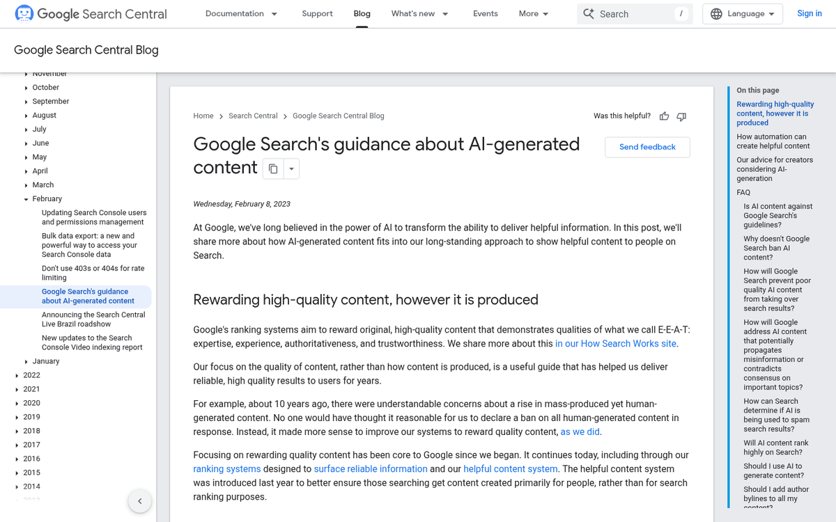 Clean structured website text layout example