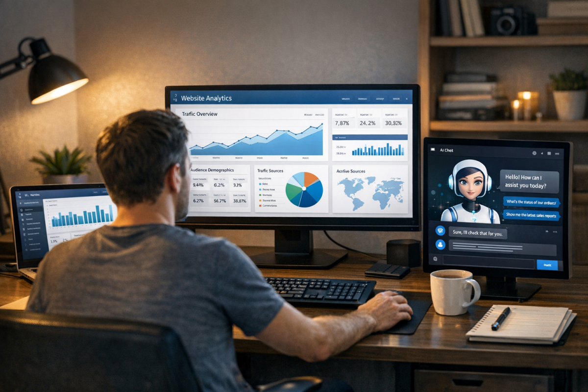 Researcher analyzing citation rate statistics