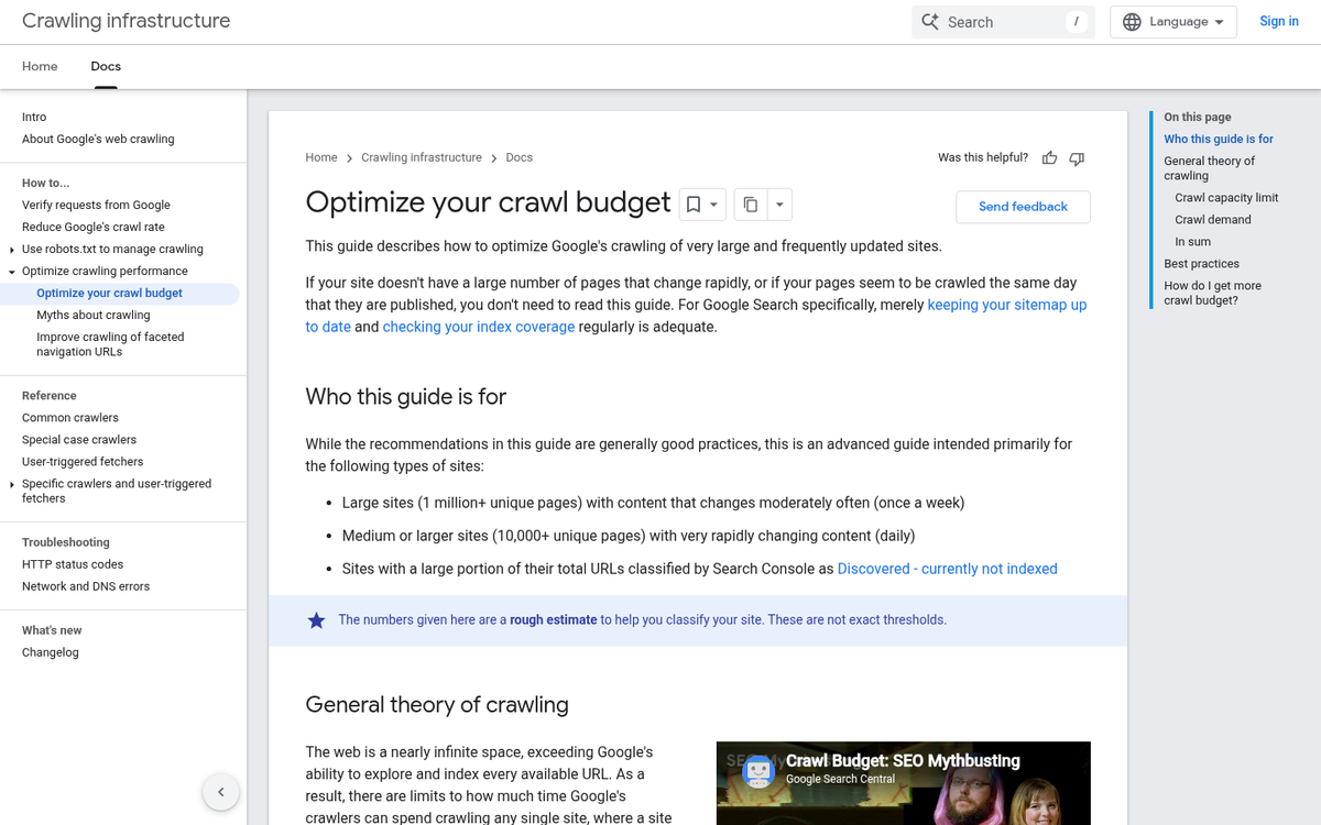 Website crawl budget optimization diagram