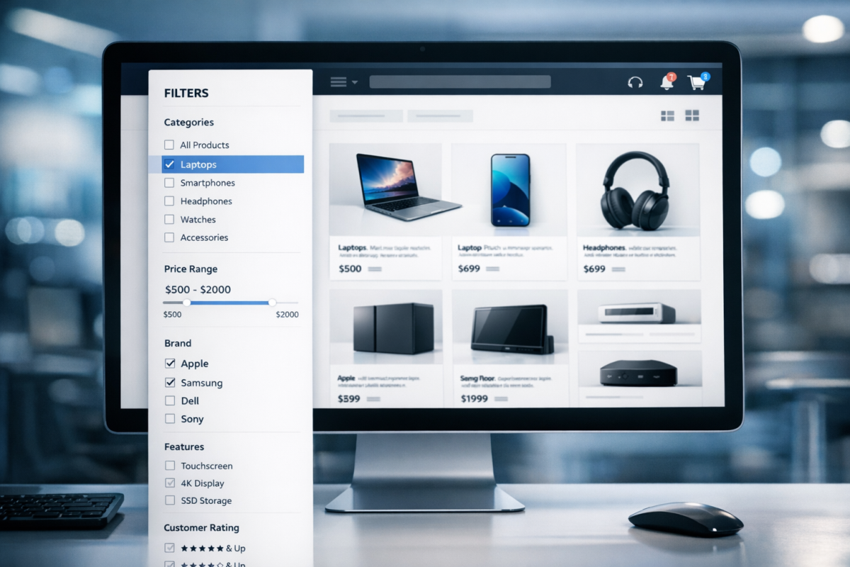 ChatGPT faceted search interface with filter options