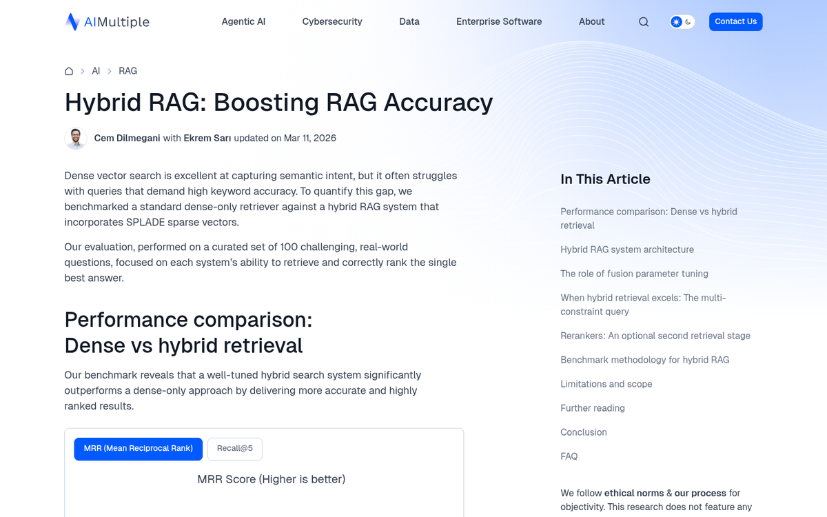 Webpage structure optimized for hybrid search