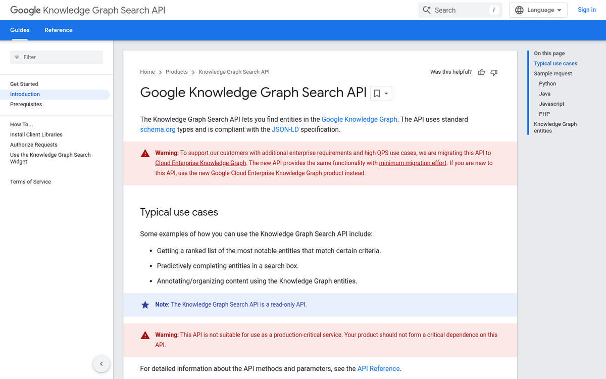 Google Knowledge Panel search result example
