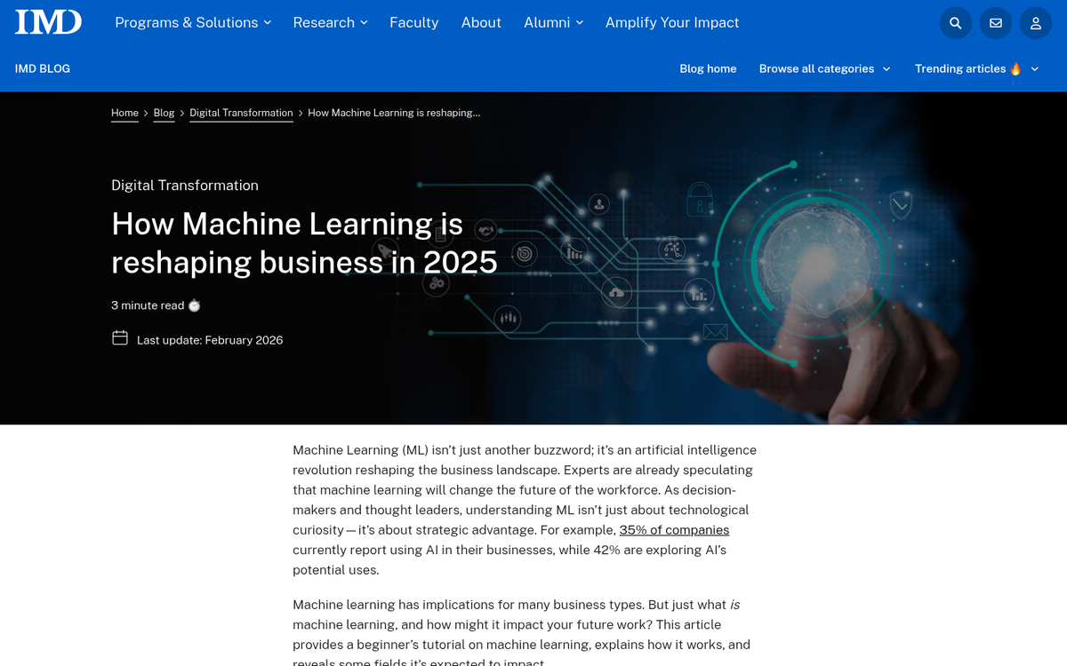 Machine learning data visualization dashboard screen