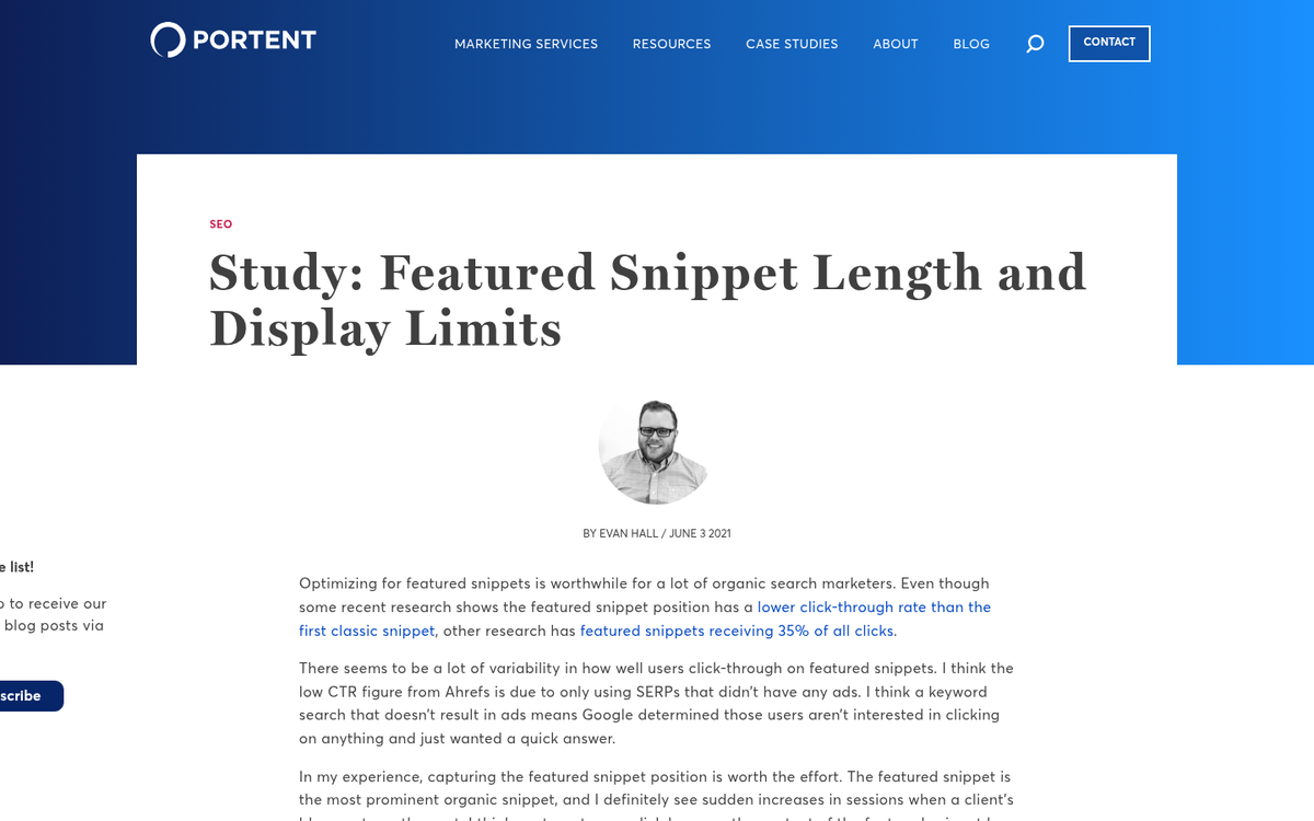 Structured content formatted for featured snippet