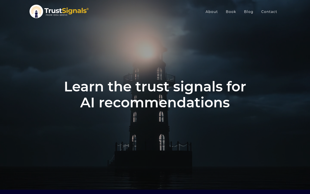 Website screenshot showing trust signals and badges