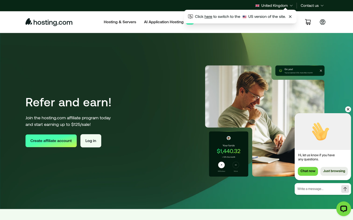 A2 Hosting website homepage screenshot