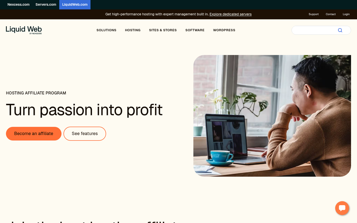 Liquid Web hosting website homepage screenshot
