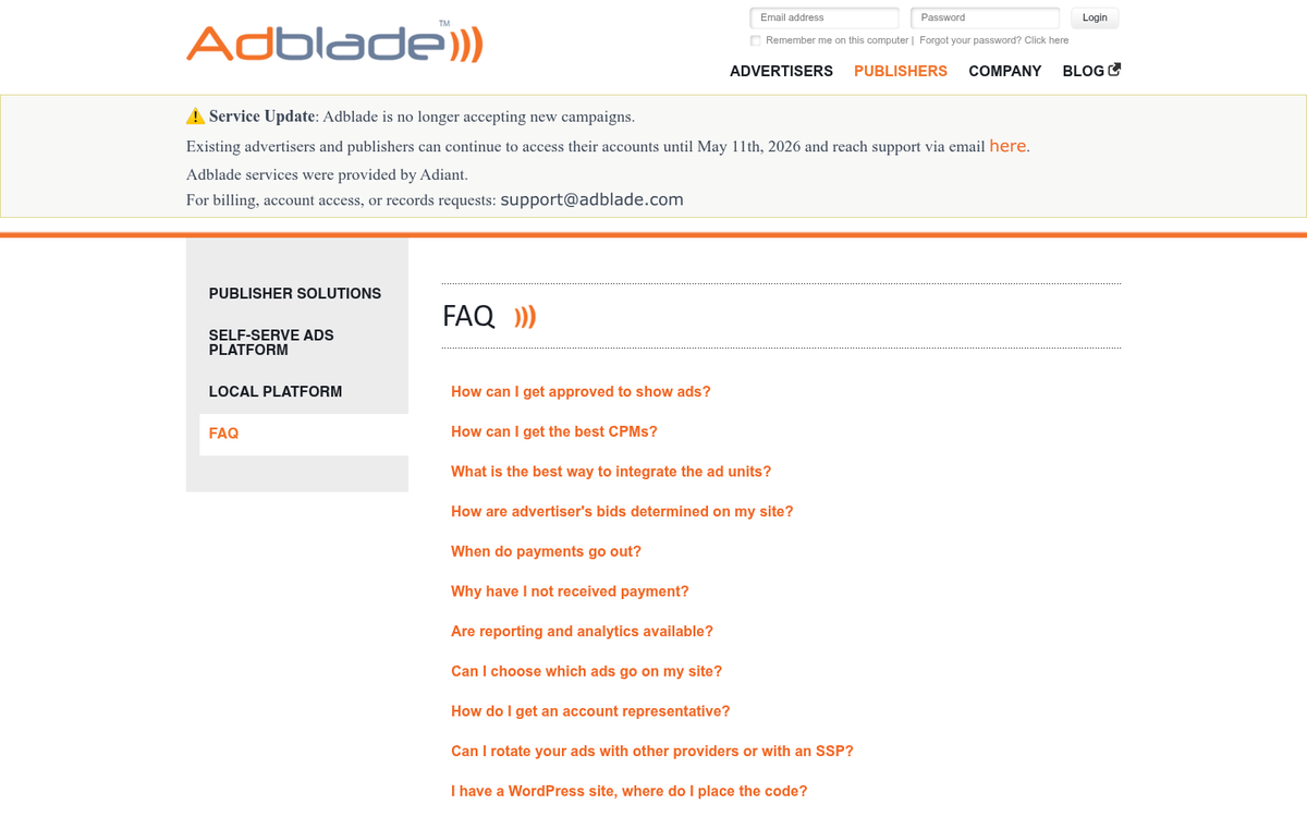 Adblade publisher requirements and eligibility criteria