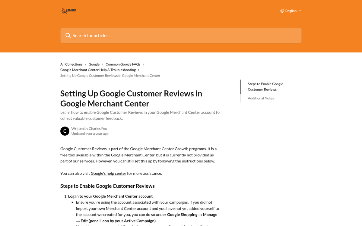 Google Customer Reviews badge on website