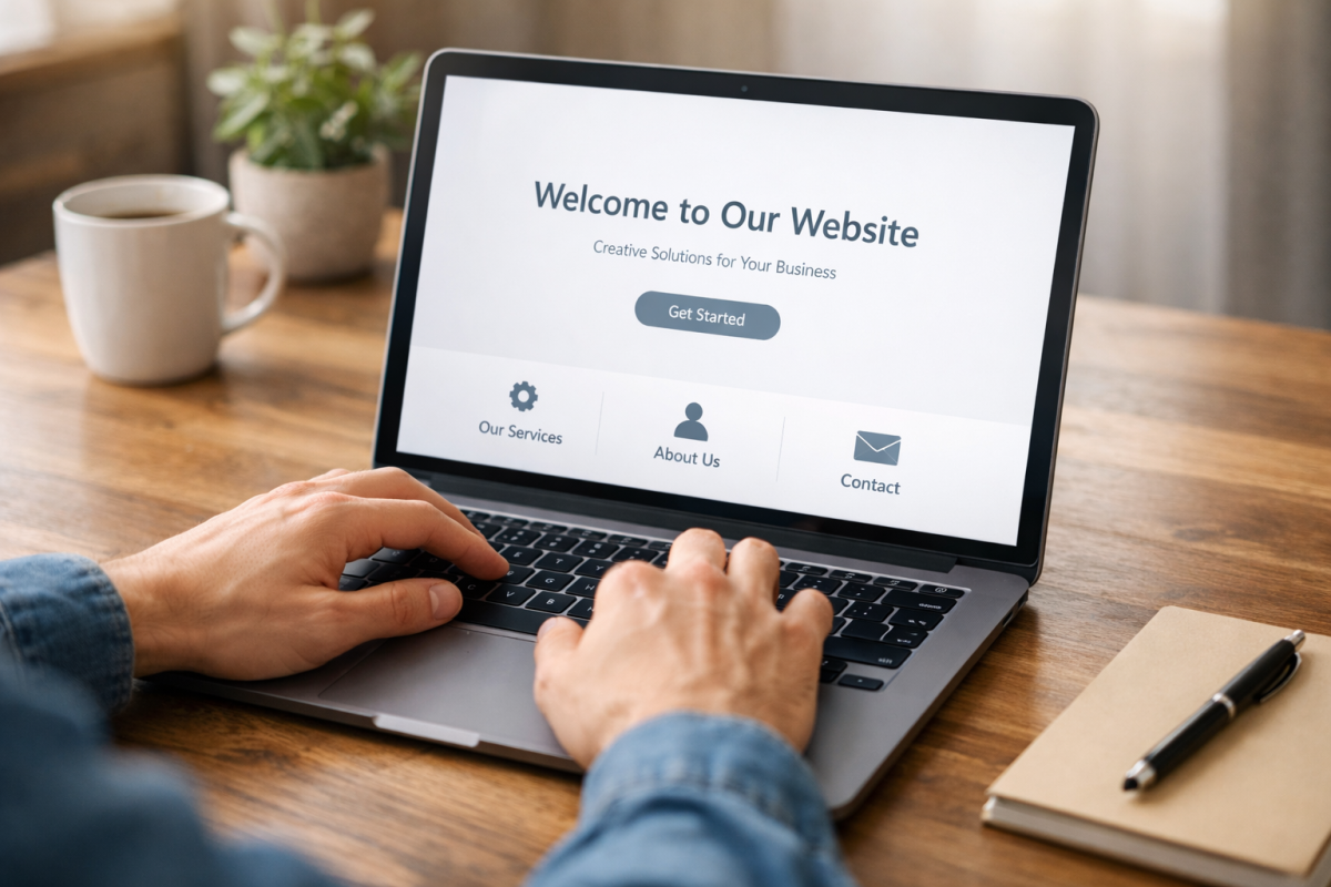 Simple website layout on a screen
