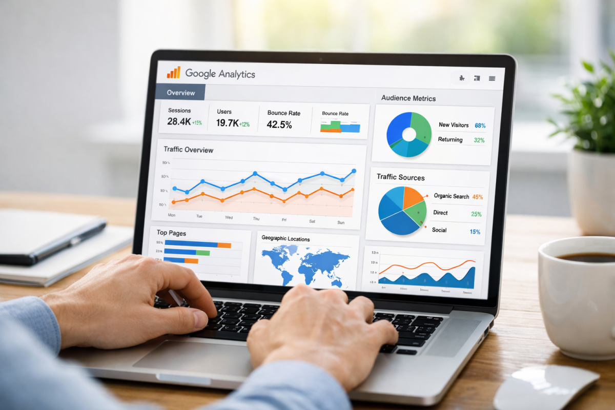Website traffic source analytics report screen
