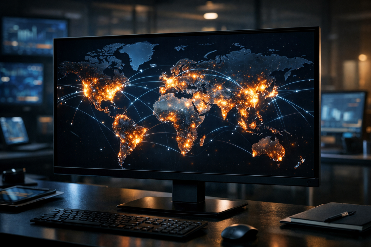 World map showing visitor geographic locations