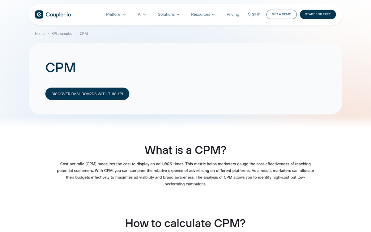 Website page view impression counter display