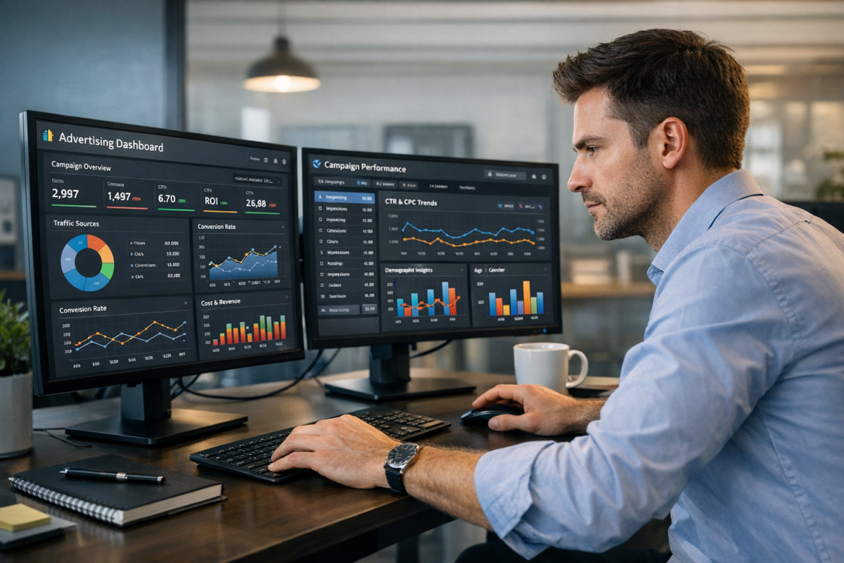 Person optimizing website performance on computer