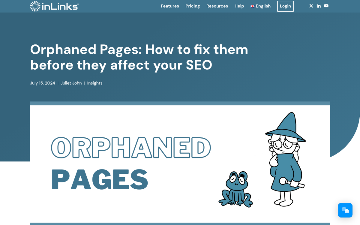 Website page with internal linking structure