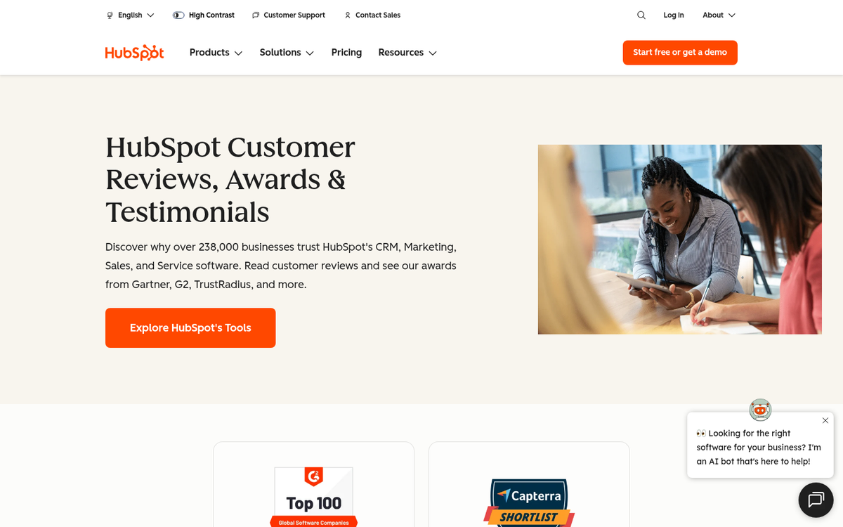 Customer testimonials displayed on a website