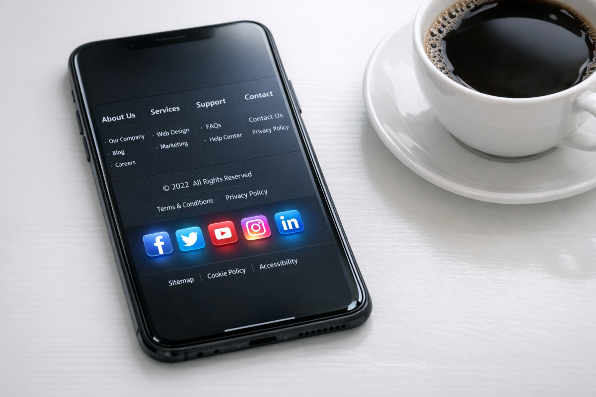 Social media profile icons on a website