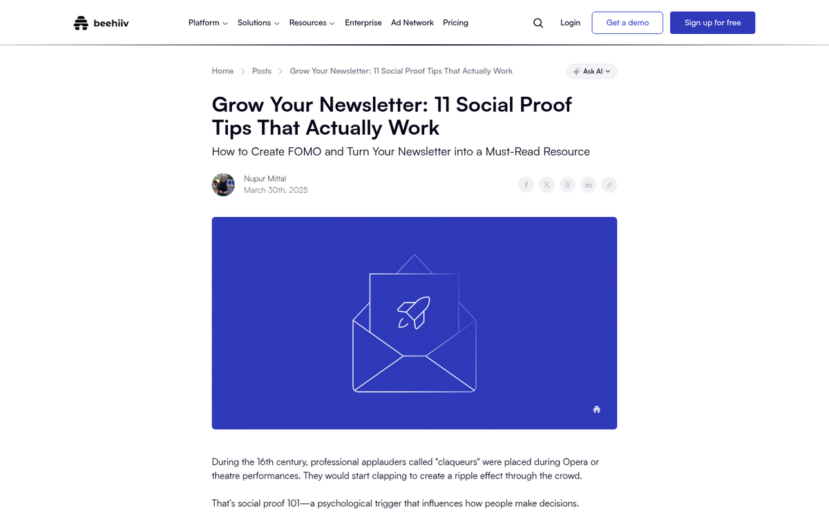Newsletter subscriber count displayed on website