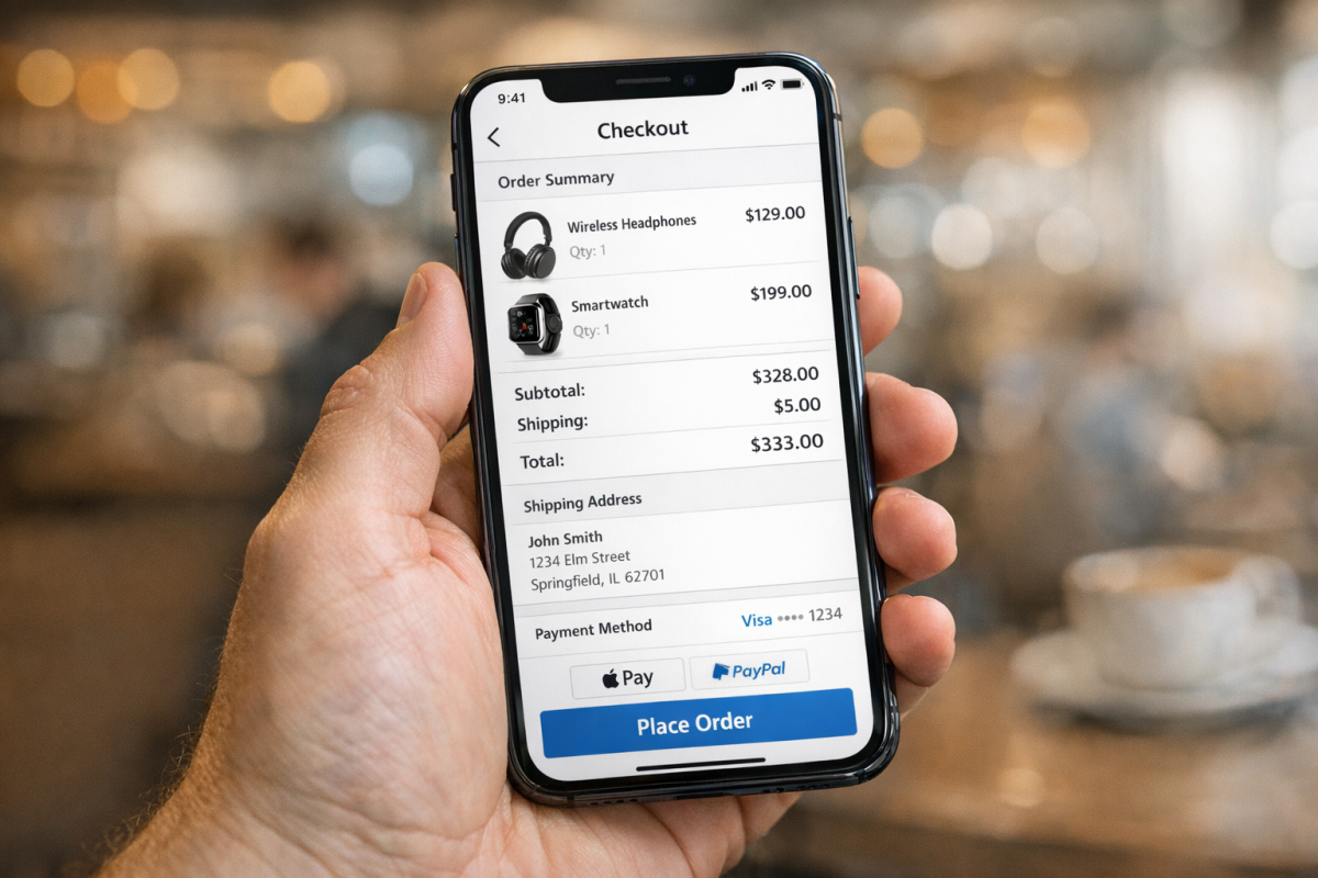 Mobile shopping and social media icons