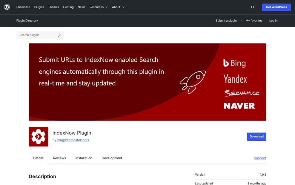 WordPress plugin settings dashboard for IndexNow