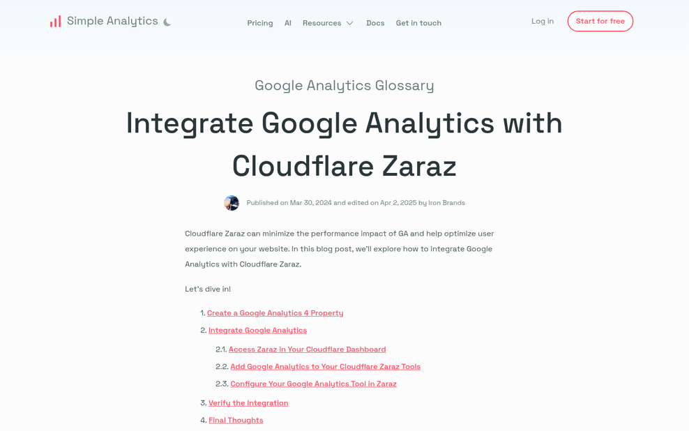 Zaraz dashboard showing live conversion tracking data