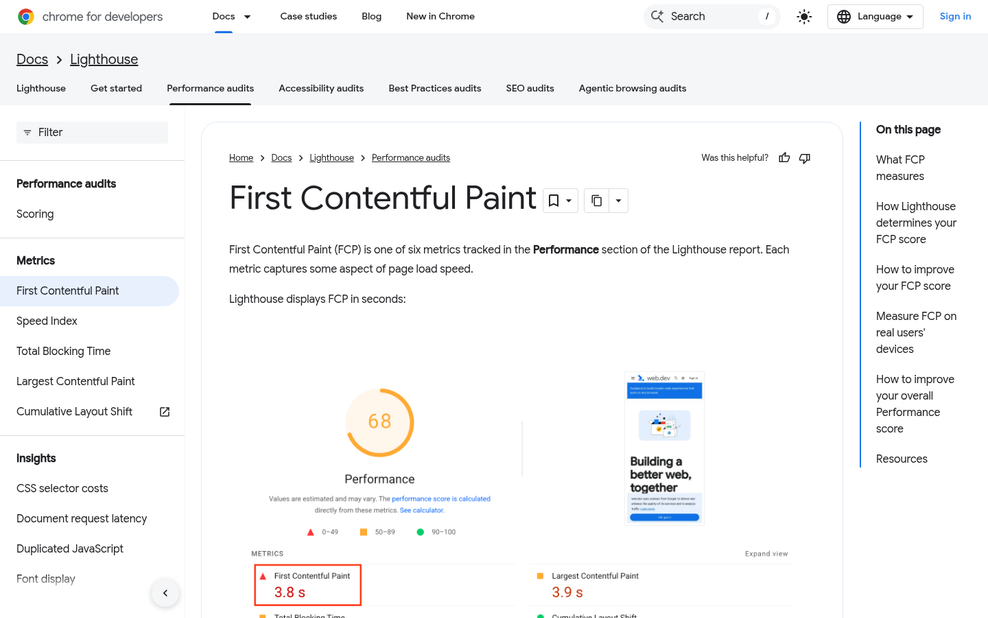 Landing page speed performance comparison chart