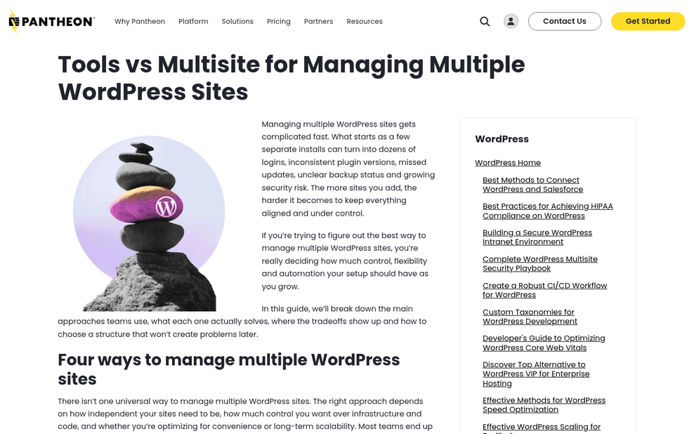WordPress multisite alternatives comparison dashboard screenshot