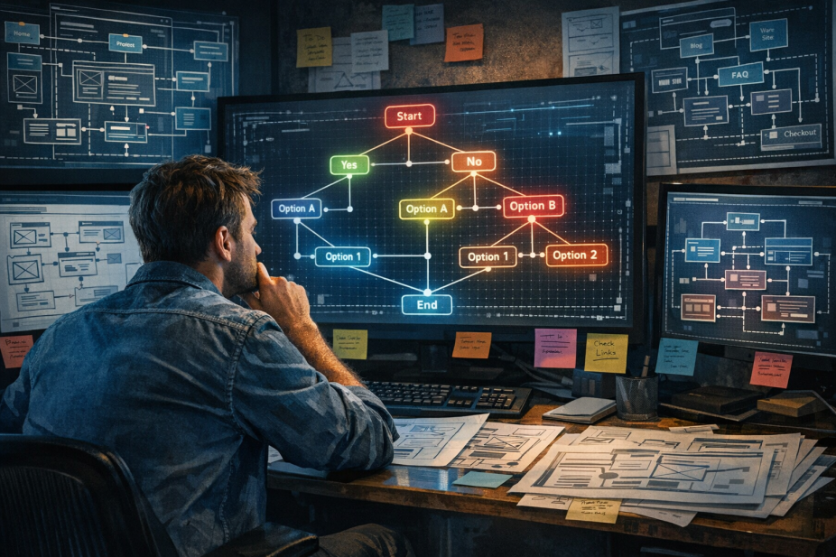 Affiliate sites network decision flowchart diagram