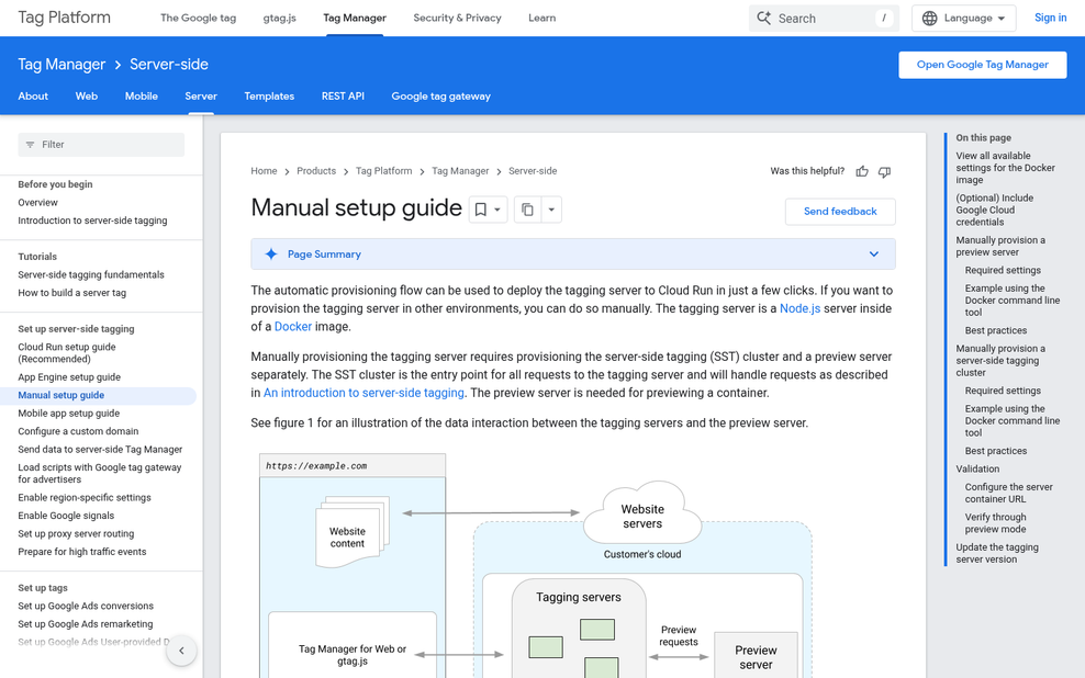 Server-side GTM container configuration settings